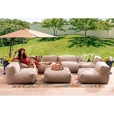 BrylaneHome Indoor/Outdoor Santorini Modular Corner Patio Chair