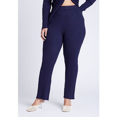 ELOQUII Women's Plus Size Ribbed Sweater Pull On Pant