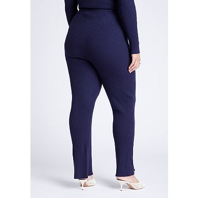 ELOQUII Women's Plus Size Ribbed Sweater Pull On Pant