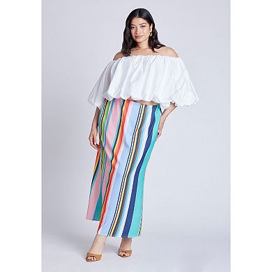 ELOQUII Women's Plus Size Satin Maxi Skirt