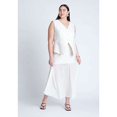 ELOQUII Women's Plus Size Mixed Media Skirt