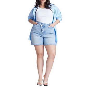 ELOQUII Women's Plus Size Overlap Waistband Shorts