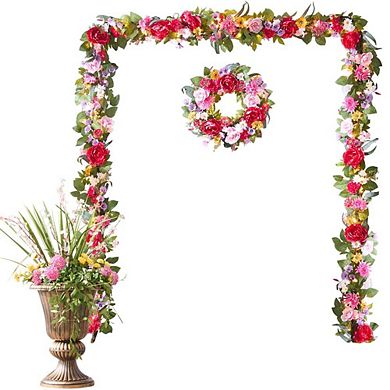 BrylaneHome Pre-Lit Mia Spring 26 Swag