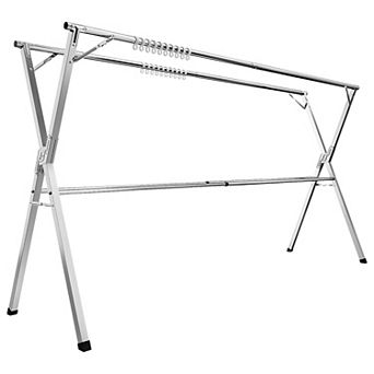 Extendable Double-Rod Drying Rack for Indoor or Outdoor Laundry Spaces