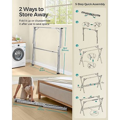 Extendable Double-Rod Drying Rack for Indoor or Outdoor Laundry Spaces