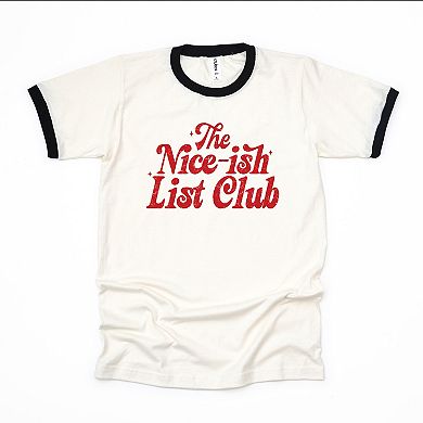 The Nice-ish List Club Distressed - Women's Ringer Graphic T-Shirt