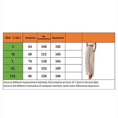 Womens High Waist Relaxed Fit Drawstring Pocket Wide Leg Pants