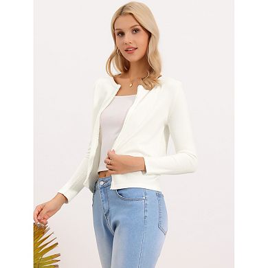 Elegant Sweater Cardigan for Women's Pearls Trim Long Sleeve Open Front Bolero Shrug