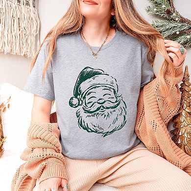 Santa Outline Green - Women's Short Sleeve Graphic T-Shirt