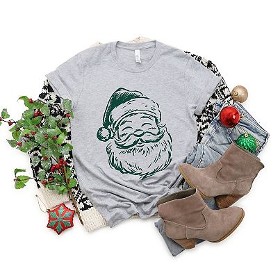 Santa Outline Green - Women's Short Sleeve Graphic T-Shirt