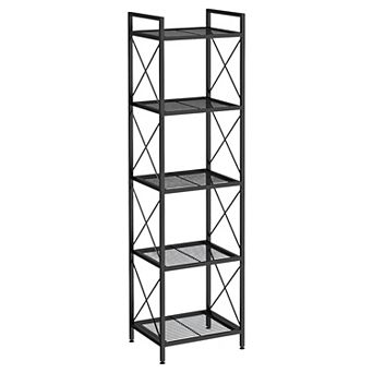 Freestanding 5 tier Metal Rack with X-Side Design for Kitchen or Home Organization