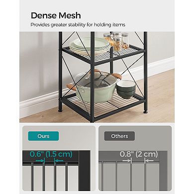 Freestanding 5-Tier Metal Rack with X-Side Design for Kitchen or Home Organization