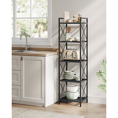 Freestanding 5-Tier Metal Rack with X-Side Design for Kitchen or Home Organization