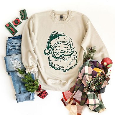 Santa Outline Green - Women's Graphic Sweatshirt