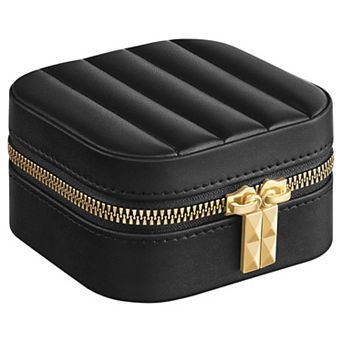 Compact Travel Jewellery Box with Mirror and Adjustable Dividers