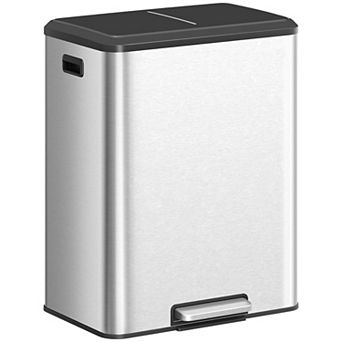 Space-Saving 16-Gallon Trash Can with Dual Compartments and Fingerprint Resistance