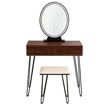 Costway Vanity Makeup Dressing Table W/ 3 Lighting Modes Mirror Touch Switch