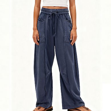 Women's Relaxed Fit Wide-Leg Sweatpants, Casual Comfy Drawstring Fashion Pants