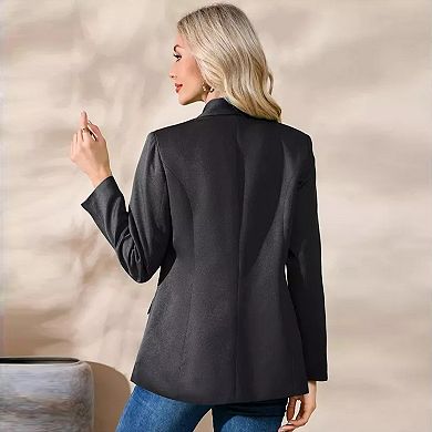 Women's Open Front Casual Formal Blazer Suit Jacket with Functional Pockets Long Sleeve