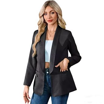 Women's Open Front Casual Formal Blazer Suit Jacket with Functional Pockets Long Sleeve