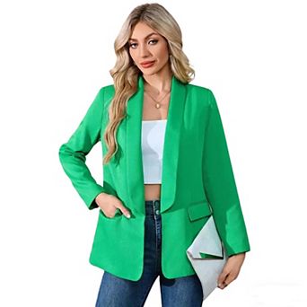 Women's Open Front Casual Formal Blazer Suit Jacket with Functional Pockets Long Sleeve
