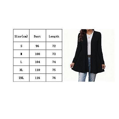 Womens Knit Cardigan Long Sleeve Open Front Ribbed Casual Top