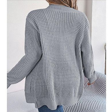 Women's Long Sleeve Knit Cardigan Open Front Sweater Coat Casual Loose Fit Knitted Outerwear