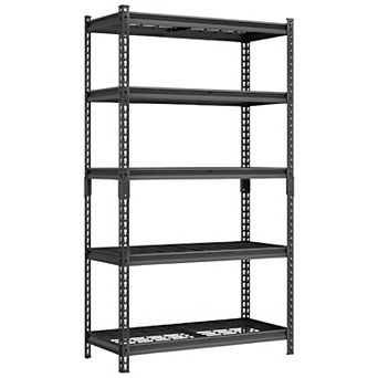 Adjustable 5 tier Steel Storage Shelf with Anti-Tip Kit for Basement, Garage, or Warehouse