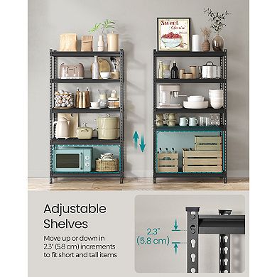 Adjustable 5-Tier Steel Storage Shelf with Anti-Tip Kit for Basement, Garage, or Warehouse