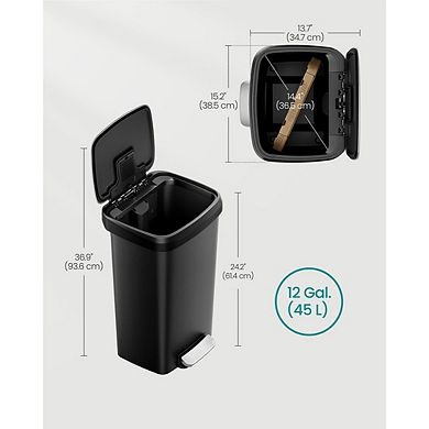 Ink Black 12-Gallon Pedal Trash Can with Quiet Soft-Close Lid