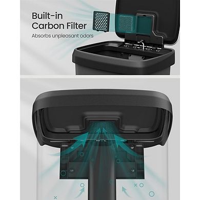 Ink Black 12-Gallon Pedal Trash Can with Quiet Soft-Close Lid