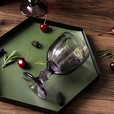 Vintage Embossed Beverage Goblets Set of 6 - 10.2 oz Artisan Glasses