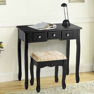 Costway Vanity Table Dressing Table 5 Make Up Table Stool