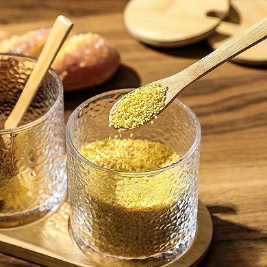 Three-Piece Hammered Glass Condiment Jar Set Clear Storage for Sugar or Spices