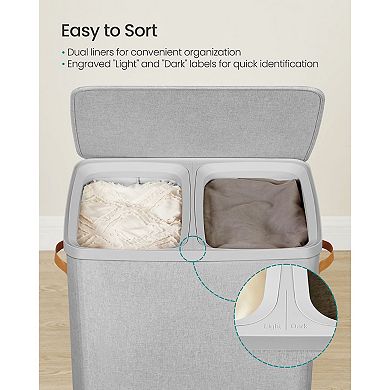 2-Compartment Laundry Hamper with Protective Lid and Handles