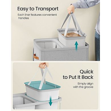 2-Compartment Laundry Hamper with Protective Lid and Handles