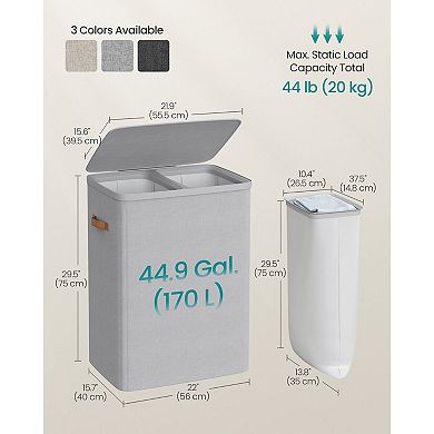 2-Compartment Laundry Hamper with Protective Lid and Handles