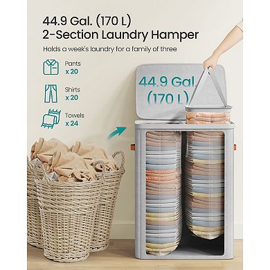 2-Compartment Laundry Hamper with Protective Lid and Handles