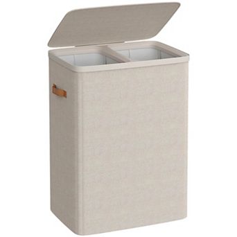 2-Compartment Laundry Hamper with Protective Lid and Handles
