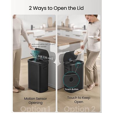 13-Gallon Motion Sensor Trash Can with Soft-Close Lid and Odor Control