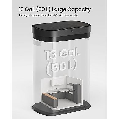 13-Gallon Motion Sensor Trash Can with Soft-Close Lid and Odor Control
