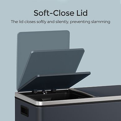 Modern Two Compartment Kitchen Garbage Bin with Pedal Lid Removable Buckets