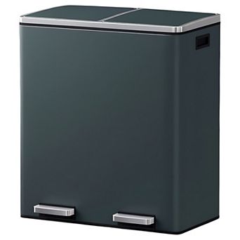 Modern 16 Gallon Dual Compartment Kitchen Trash Can with Foot Pedal and Removable Bucke