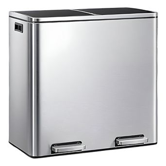 Modern Two Compartment Kitchen Garbage Bin with Pedal Lid Removable Buckets