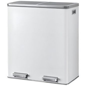 Modern 16 Gallon Dual Compartment Kitchen Trash Can with Foot Pedal and Removable Bucke