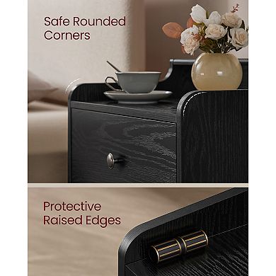 2-Piece Mid-Century Nightstand with Concealed Drawer and Storage Compartments