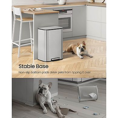 Modern 13-Gallon Trash Can with Rust-Resistant Stainless Steel and Pedal