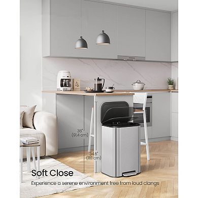 Modern 13-Gallon Trash Can with Rust-Resistant Stainless Steel and Pedal