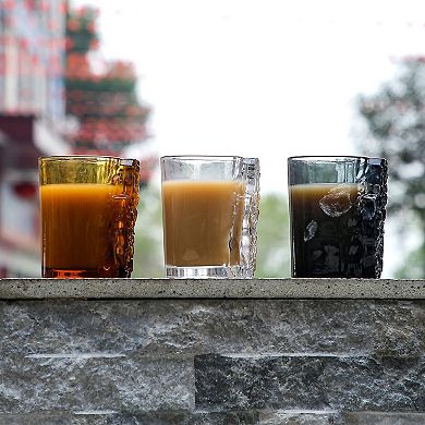 Crimp Pinch Hold Mug 13.3oz Hand-Blown Glass Rock Design Coffee or Tea Use