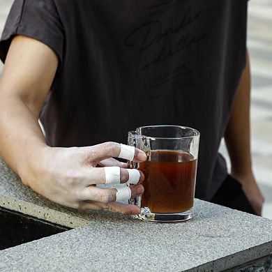 Crimp Pinch Hold Mug 13.3oz Hand-Blown Glass Rock Design Coffee or Tea Use